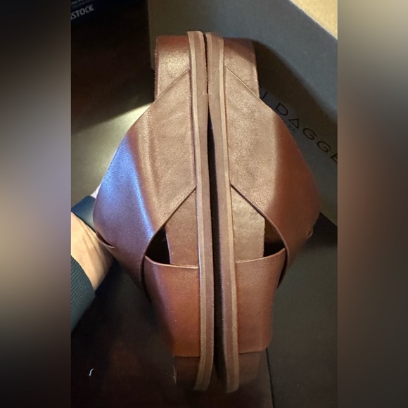 NIB KELSI DAGGER BROOKLYN Sailor Slide Leather Sandals 7.5 Peanut Saddle Brown - Picture 3 of 10